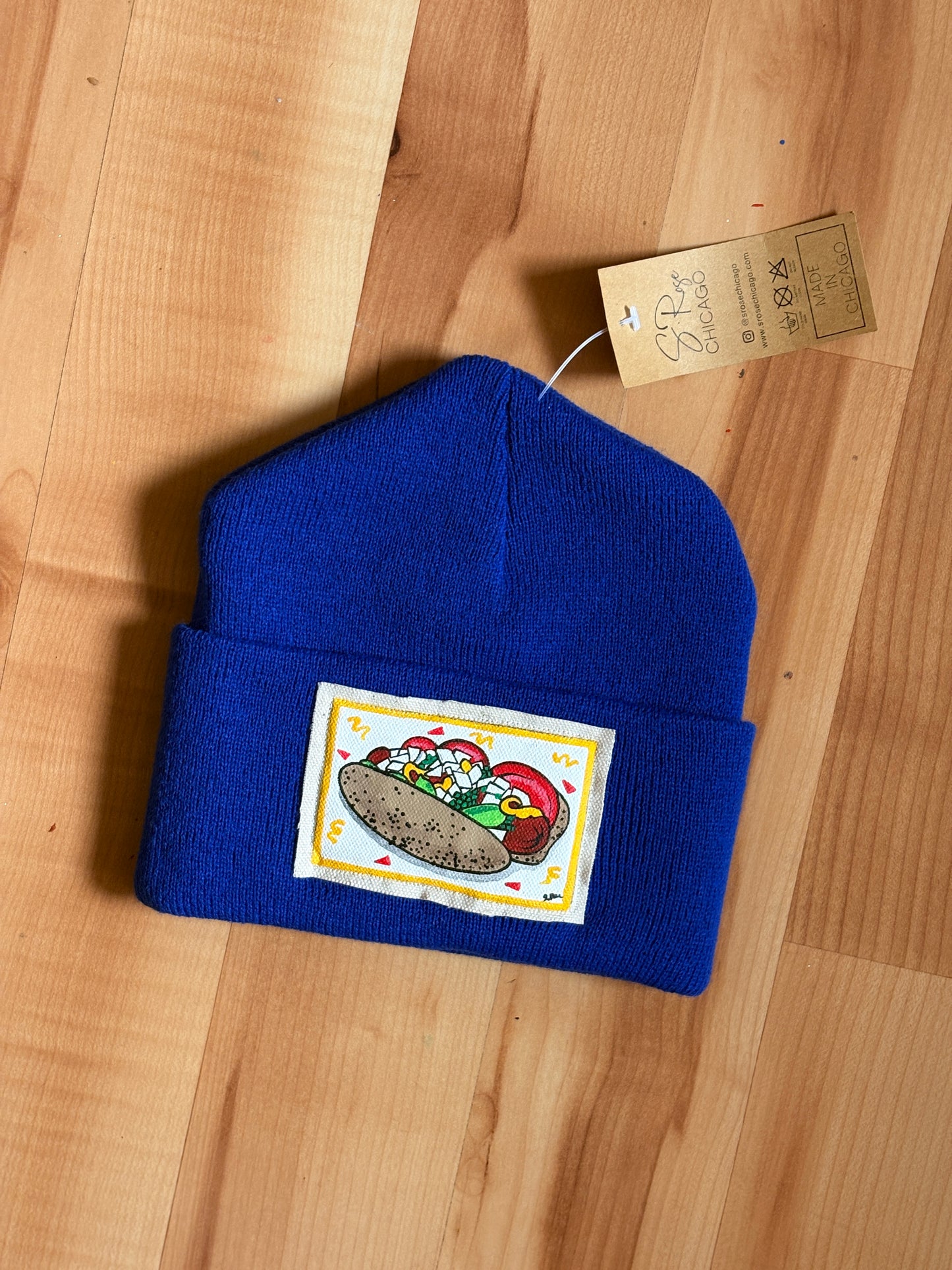 Chicago Hotdog Patch Knit Hat