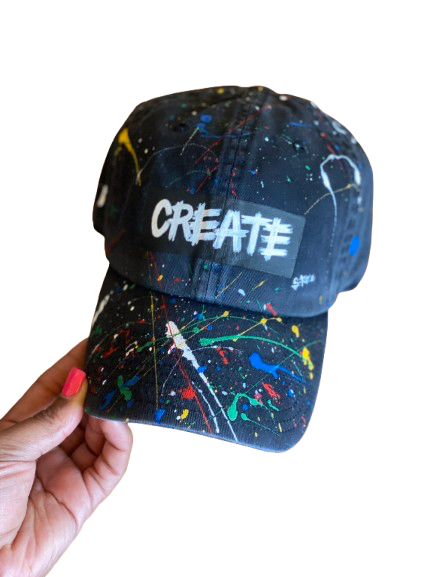 Create Splash Hand Painted Strap Back Adjustable Hat (black)