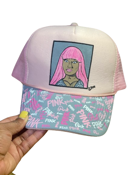 Pink:Nicki Minaj Hand Painted Trucker Hat