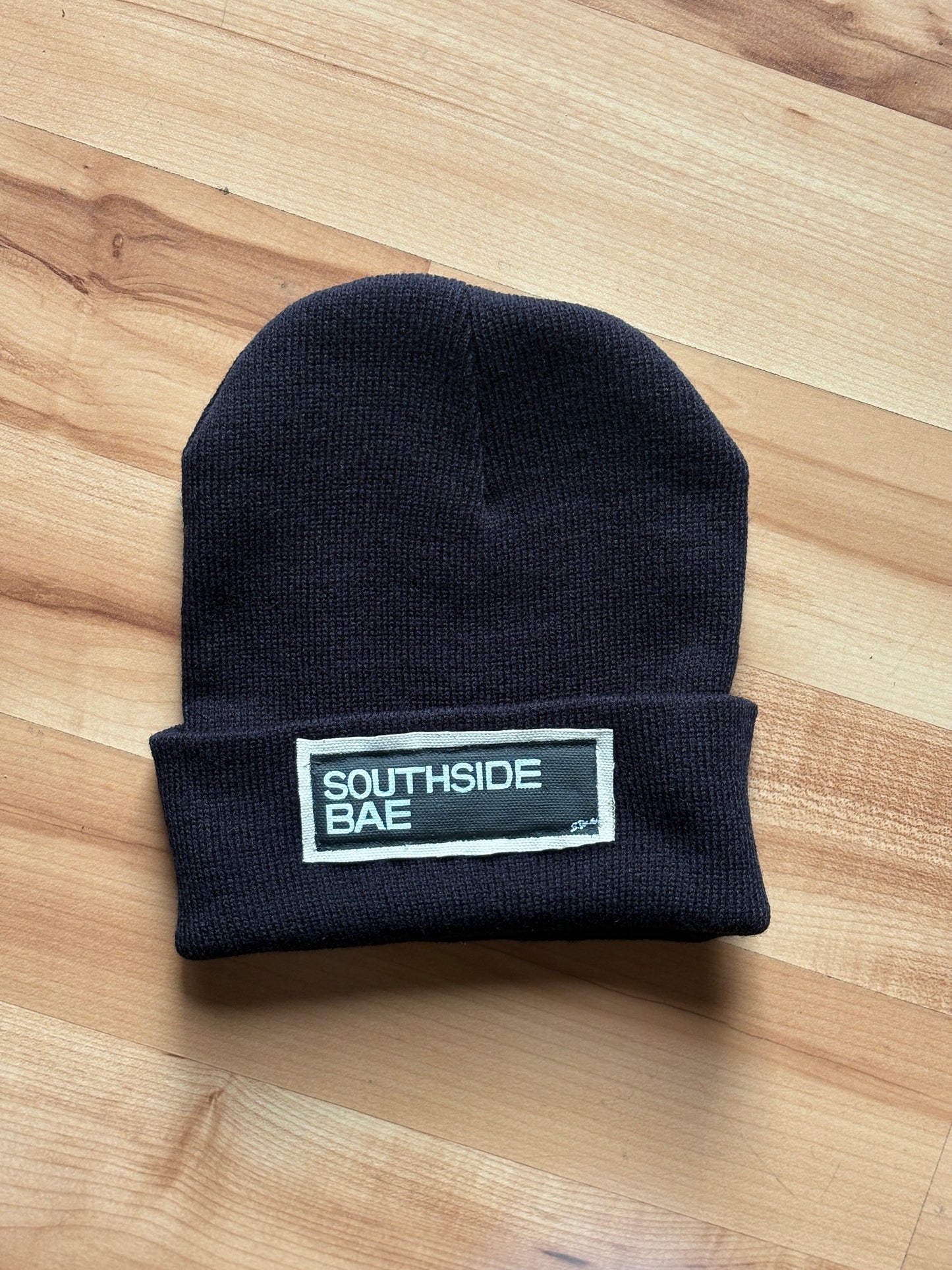 Southside Bae Hand Painted Patch Knit Hat (Black)