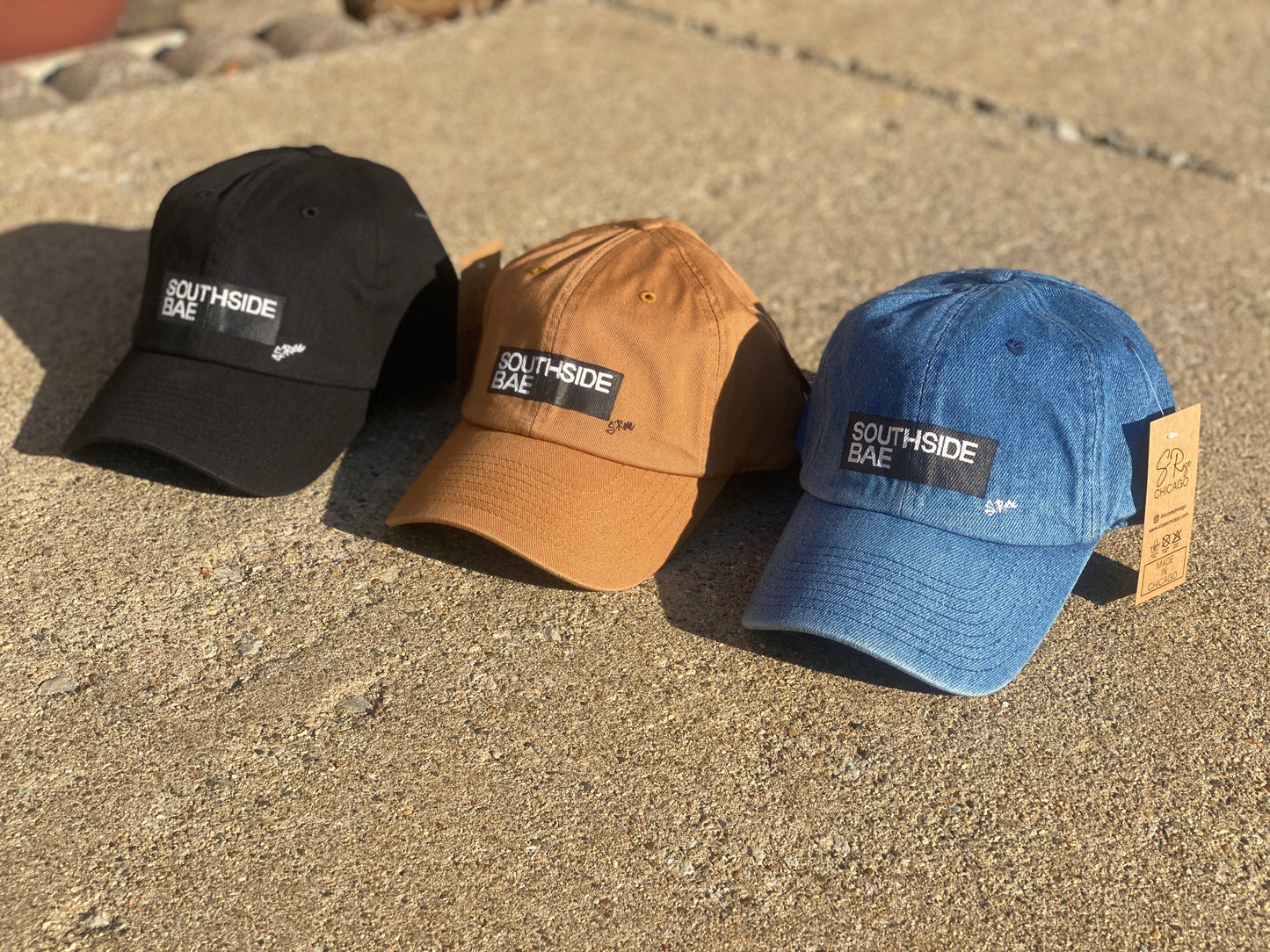 "Southside Bae" Hand Painted Strap Back Hat (Black)