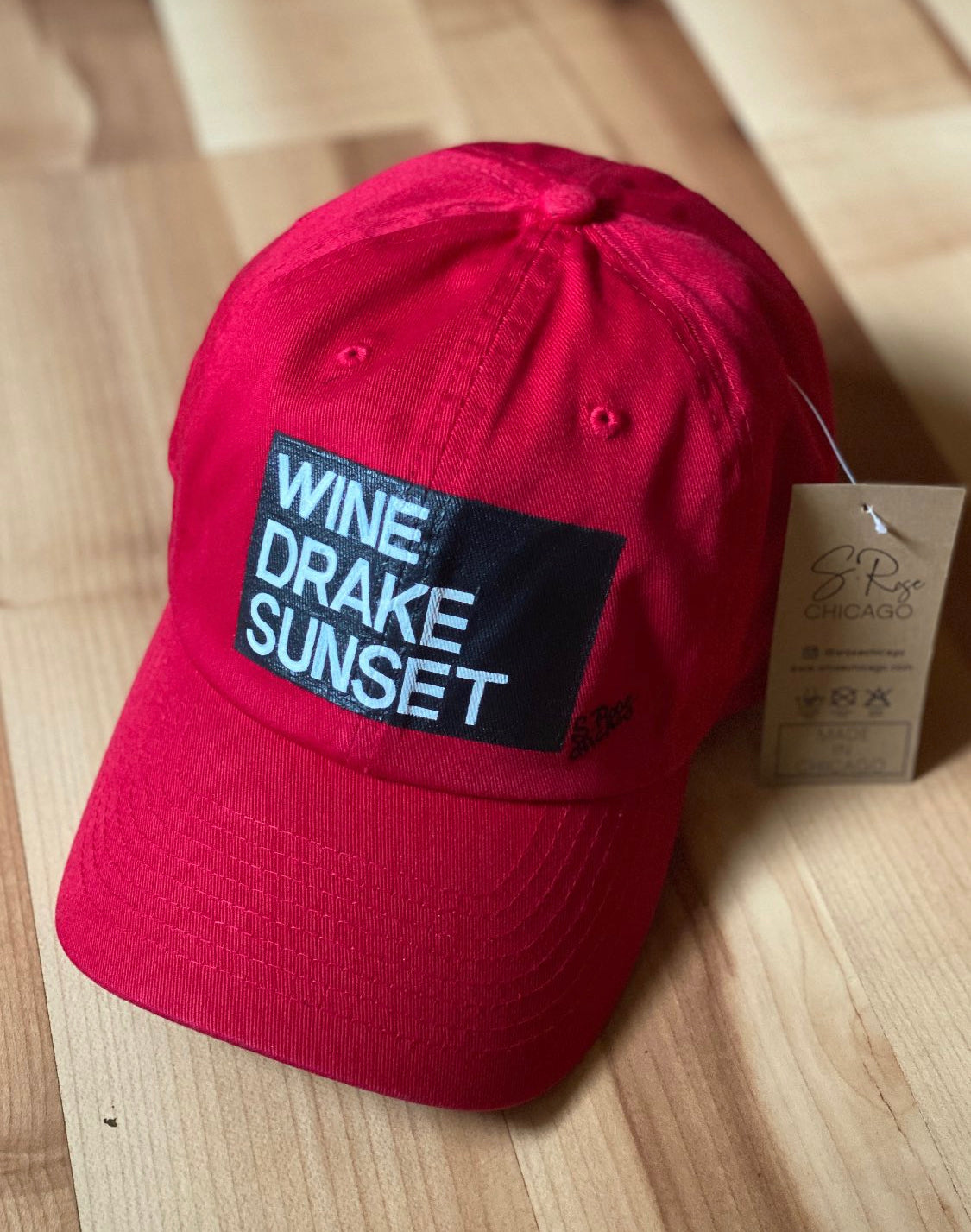 Wine Drake Sunset Hand Painted Strap Back Adjustable Hat