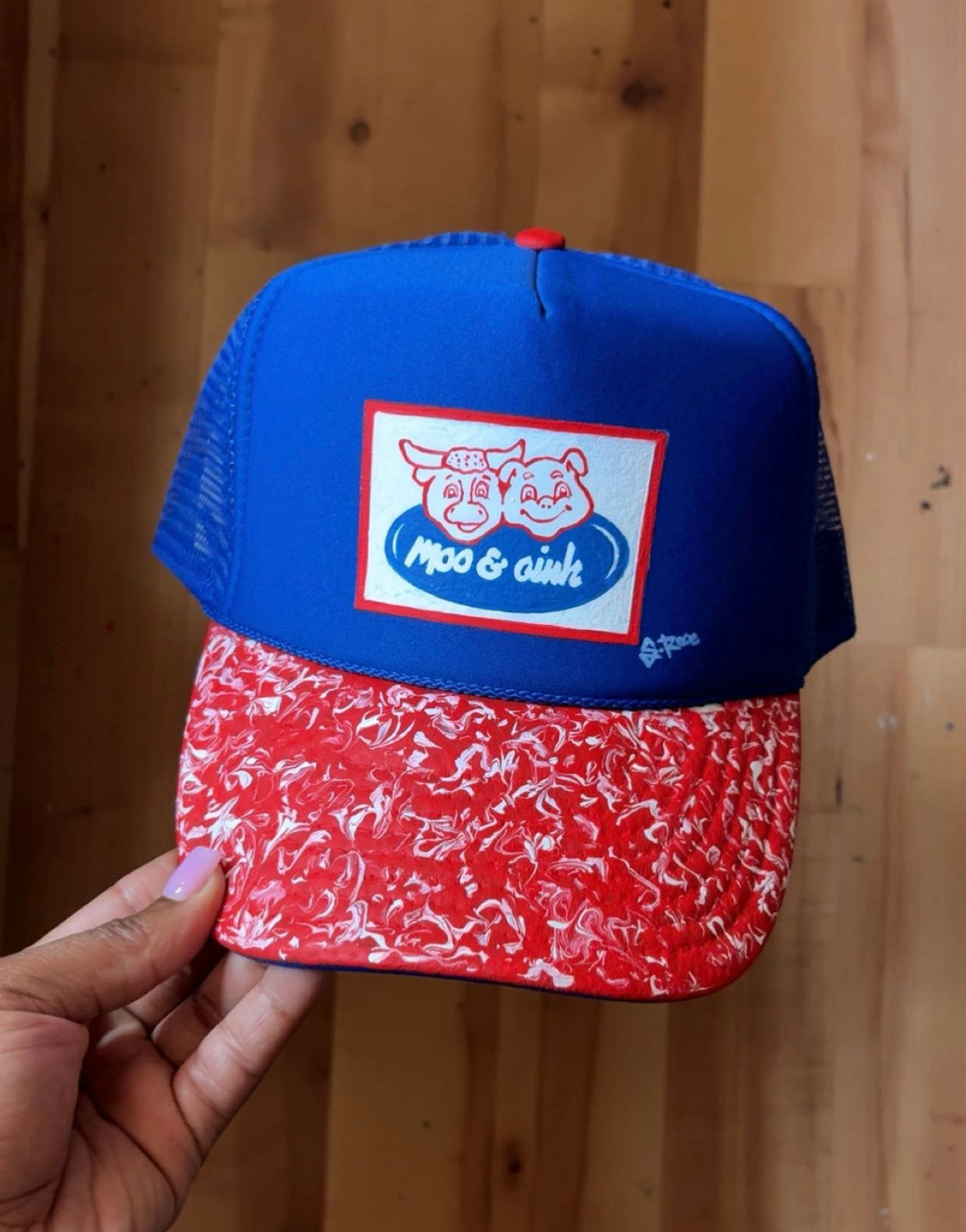 Moo & Oink Hand Painted Trucker Hat