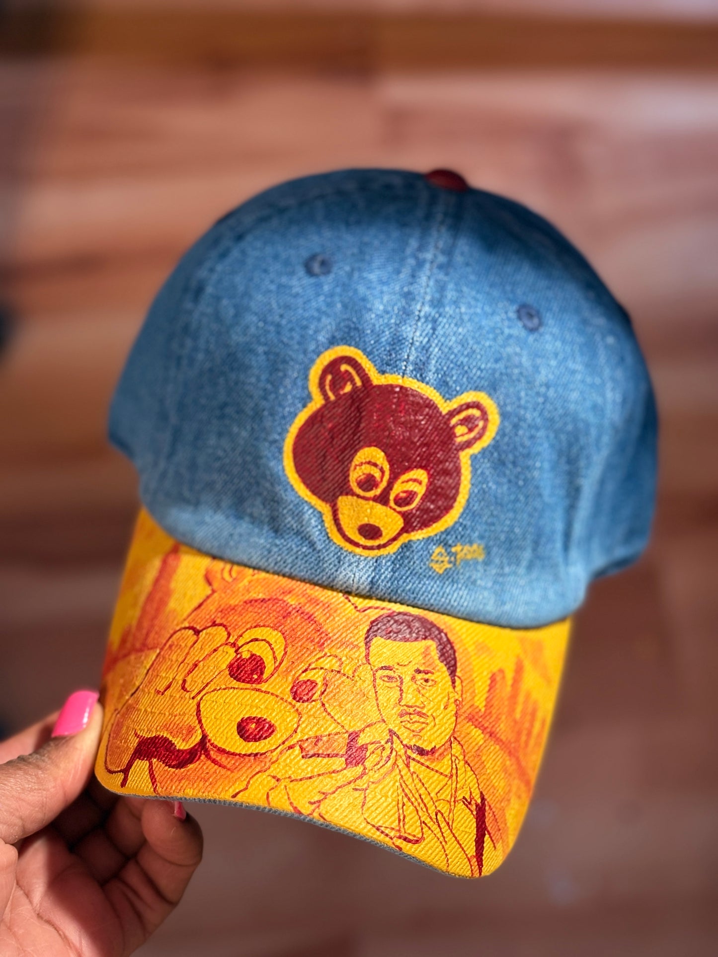 College Dropout Hand Painted Strap Back Hat