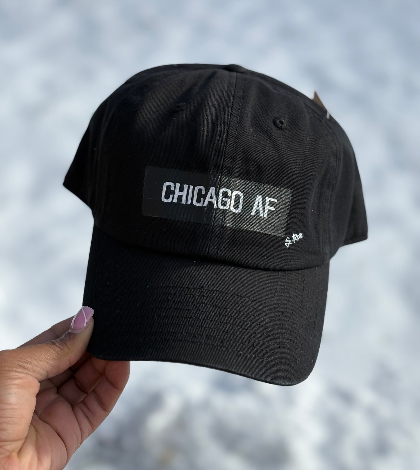 Chicago AF Hand Painted Strap back hat(black)
