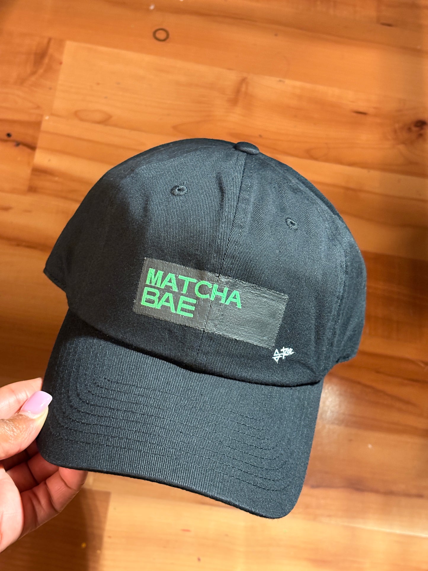 Matcha Bae Hand Painted Strap Back Hat