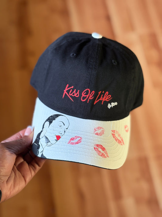 Kiss of Life Hand Painted Strap Back Adjustable Hat