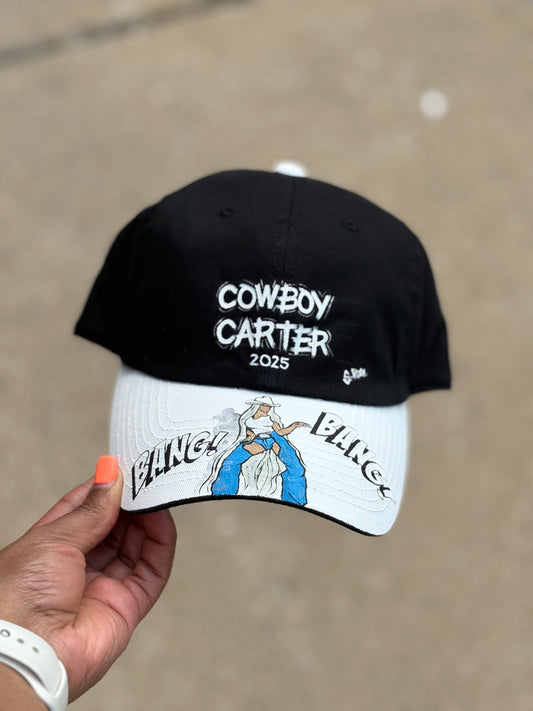 Cowboy Carter Hand Painted Strap Back Adjustable Hat