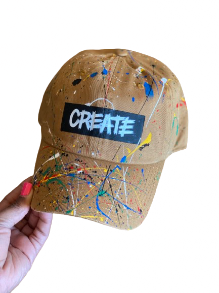 Create Splash Hand Painted Strap Back Adjustable Hat(camel)