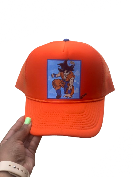 Goku Hand Painted Trucker Hat