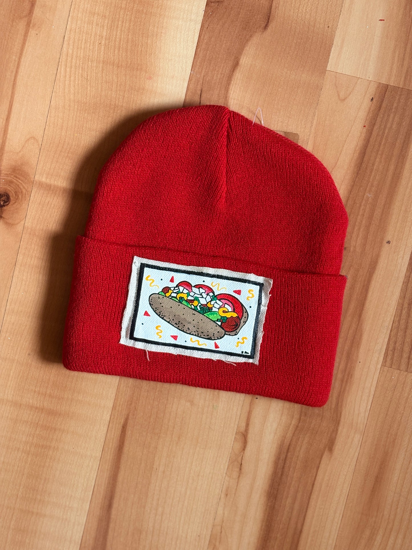 Chicago Hotdog Patch Knit Hat
