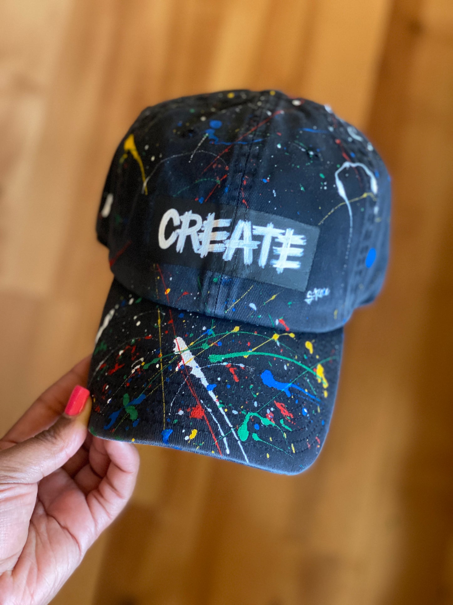 Create Splash Hand Painted Strap Back Adjustable Hat