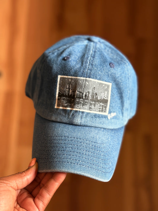Chicago Skyline Hand Painted Strap back Hat