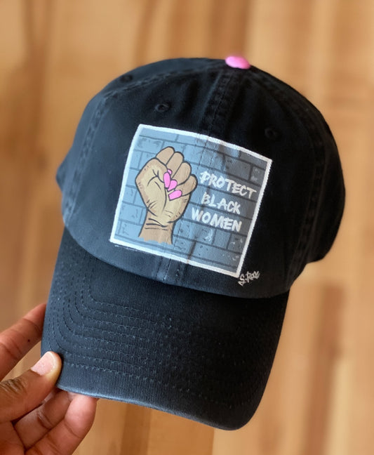 "Protect Black Women" Hand Painted Strap back adjustable hat