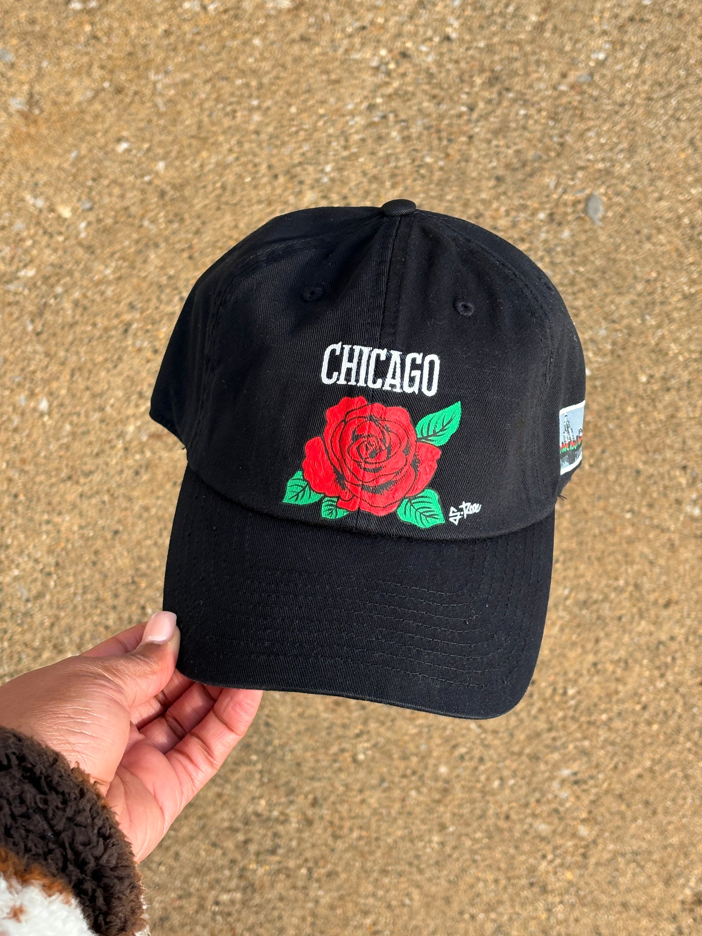 Chicago Rose Hand Painted Strap Back