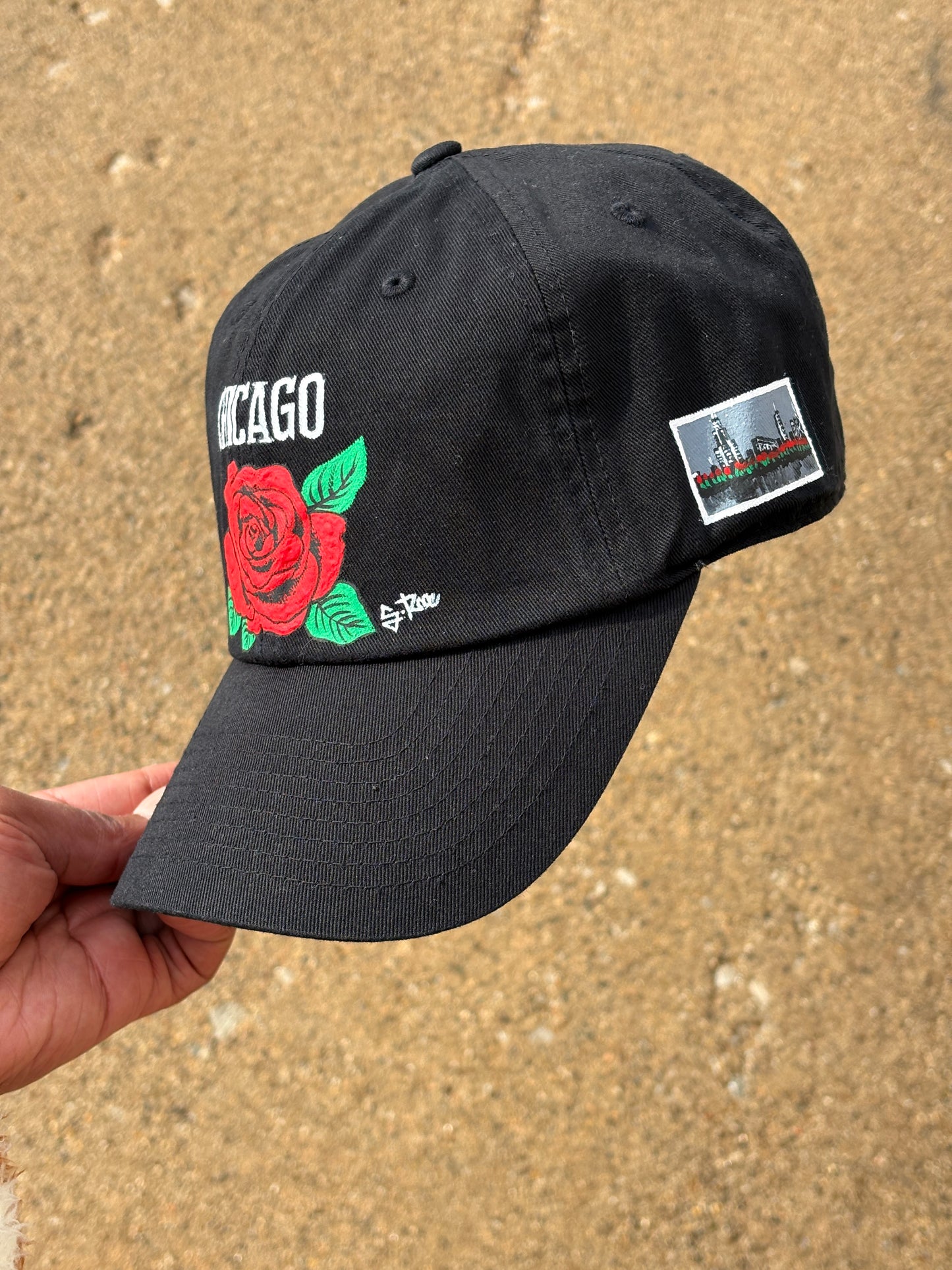 Chicago Rose Hand Painted Strap Back