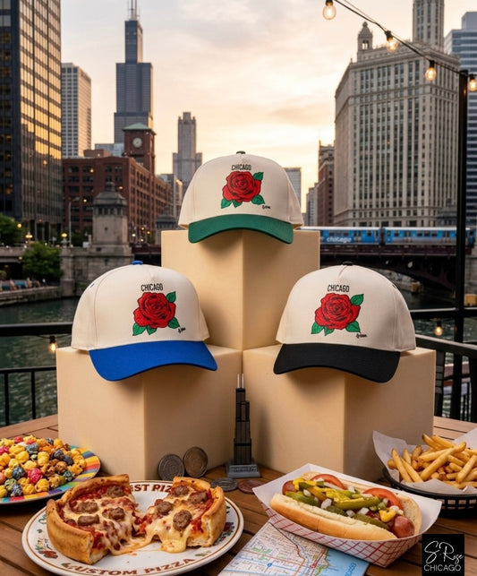Chicago Rose Hand Painted Snap Back