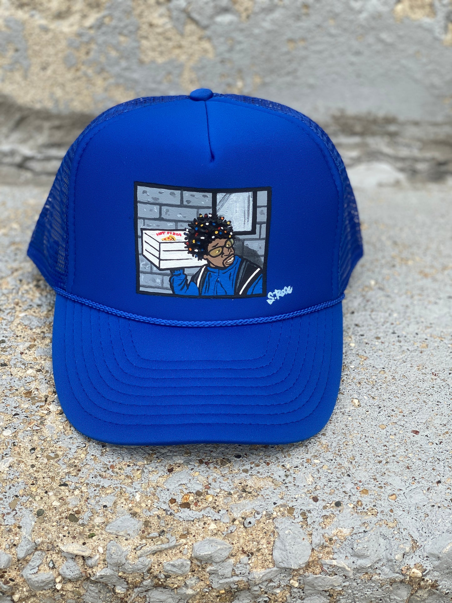 “Blue Streak” Hand Painted Trucker Hat