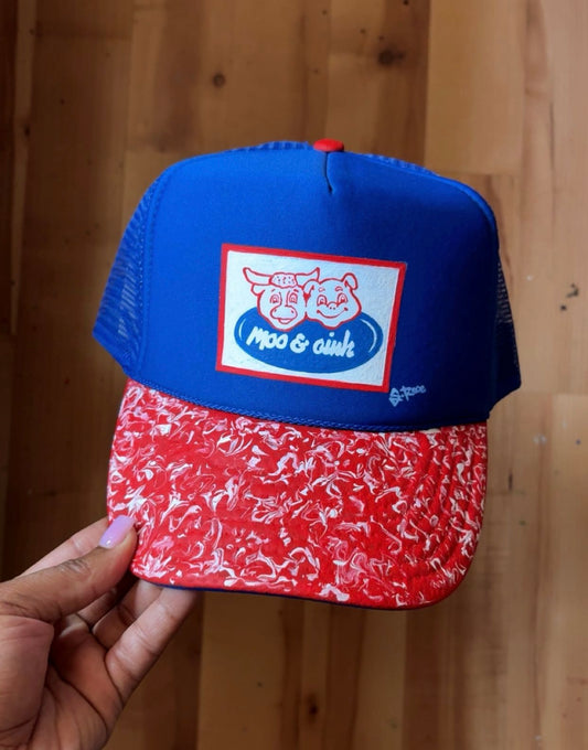 Moo & Oink Hand Painted Trucker Hat