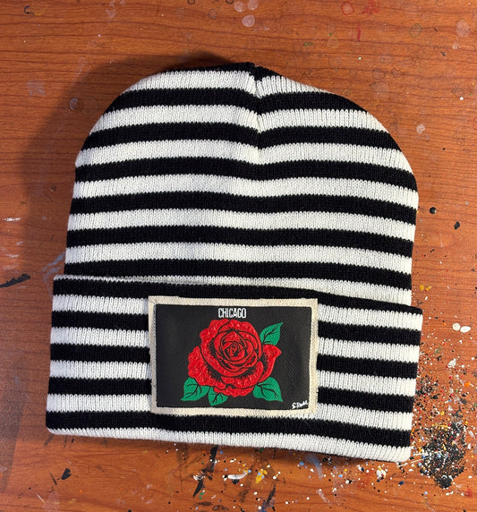 Chicago Rose Patch Knit Hat