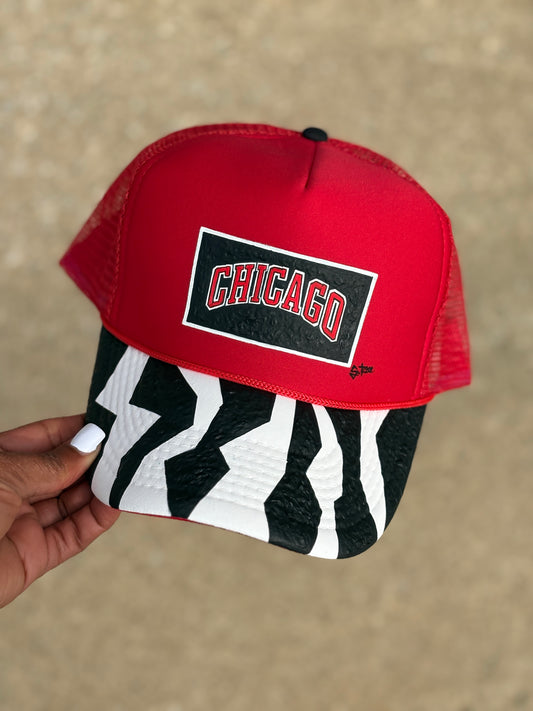 Chicago Abstract Hand Painted Trucker