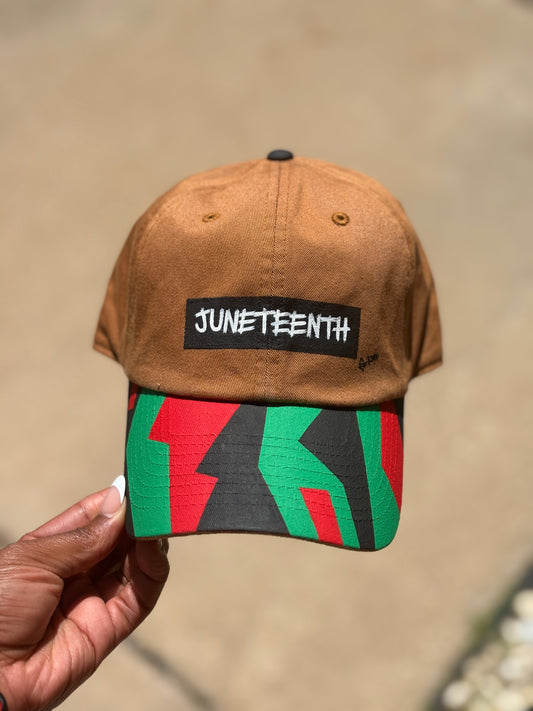 Juneteenth Hand Painted Strap Back Adjustable Hat(Camel)