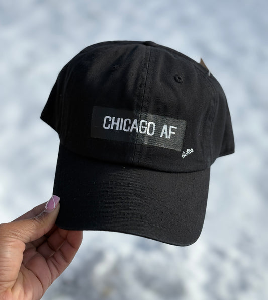 Chicago AF Hand Painted Strap back hat(black)