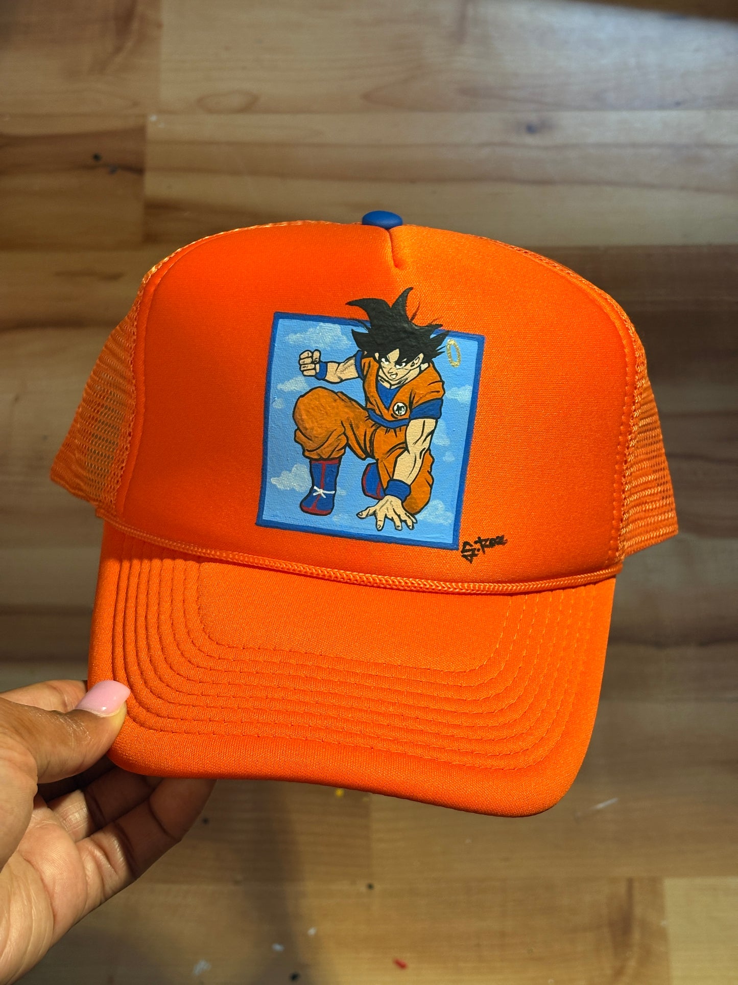 Goku Hand Painted Trucker Hat