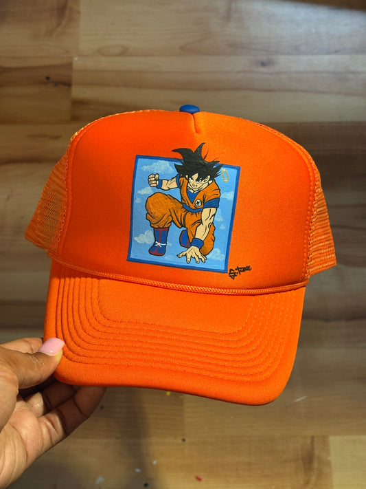 Goku Hand Painted Trucker Hat