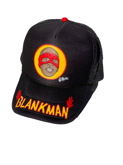 “Blankman” Hand Painted Trucker Hat (Black)