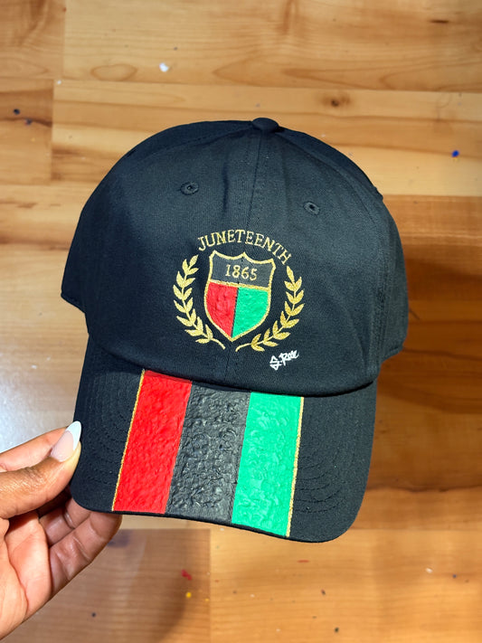 Juneteenth Hand Painted Strap Back Adjustable Hat