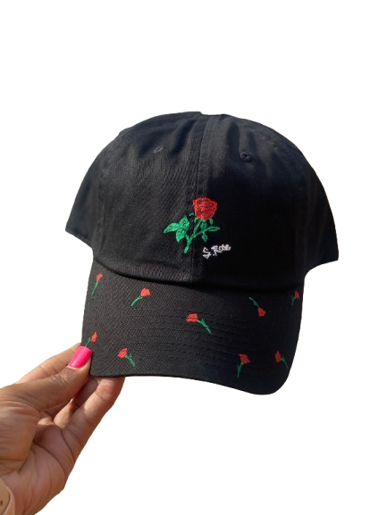 The S. Rose Mini Hand Painted Strap Back Adjustable Hat (black)