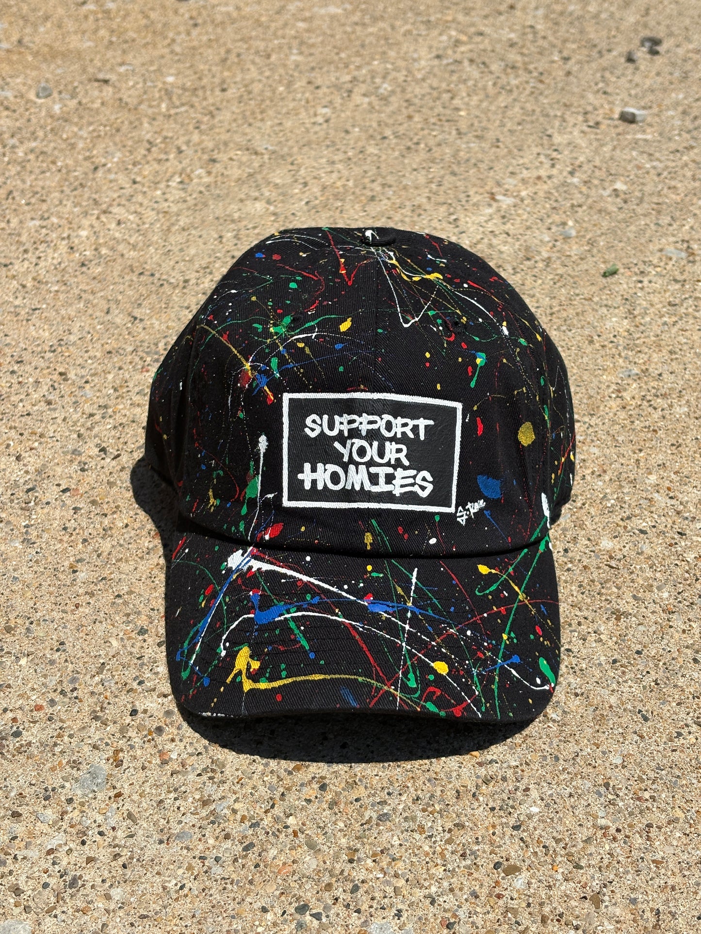 Support Your Homies Color Splash Hand Painted Strap Back Hat