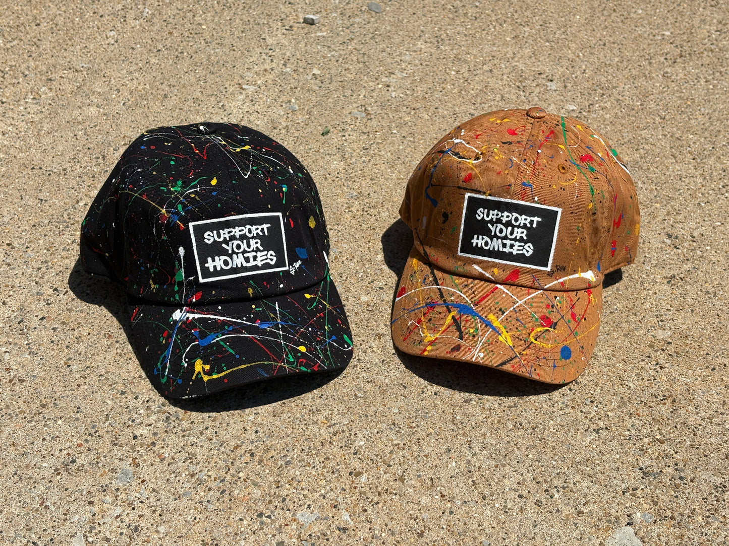 Support Your Homies Color Splash Hand Painted Strap Back Hat