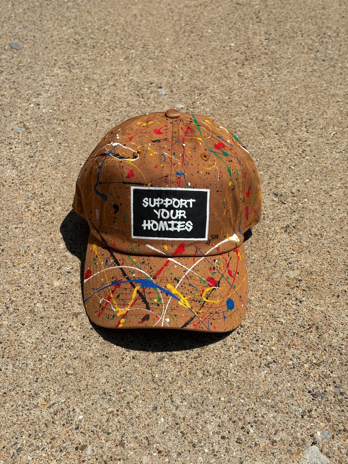 Support Your Homies Color Splash Hand Painted Strap Back Hat
