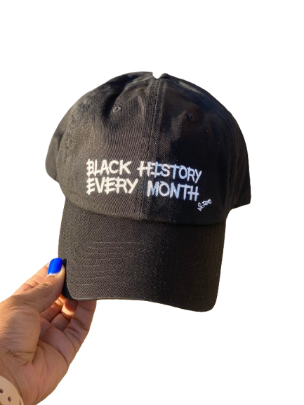 Black History Every Month Strap Back Adjustable Hat (black)