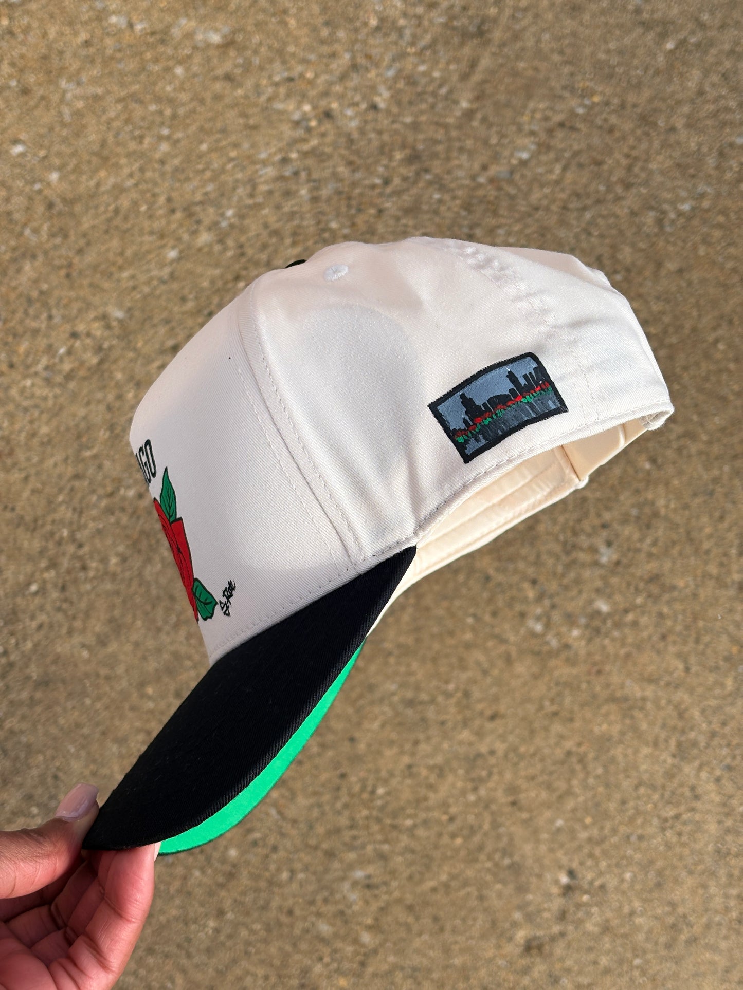 Chicago Rose Hand Painted Snap Back