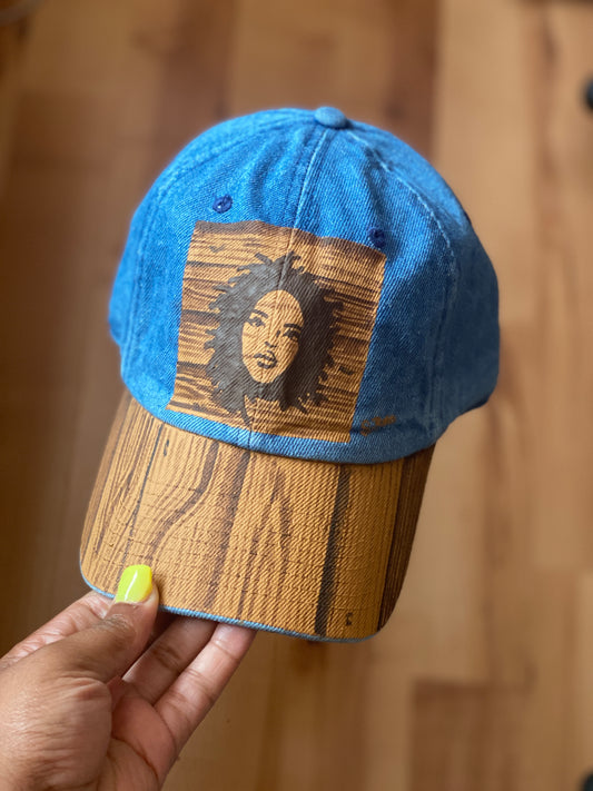 Lauryn Hill Woodgrain Hand Painted Hat