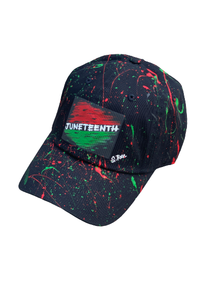 “Juneteenth” Hand Painted Strap Back Hat (Black)