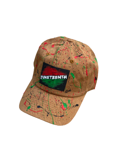 “Juneteenth” Hand Painted Strap Back Hat (Camel)